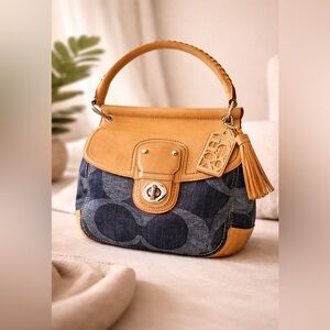 Coach 2012 Legacy Willis 2-Way Carry in Denim, & Tan Turn Lock 19968 style
